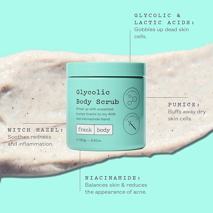 frank body Glycolic Acid Body Scrub | Fights KP & Breakouts, Spots & Tighten - Image 2