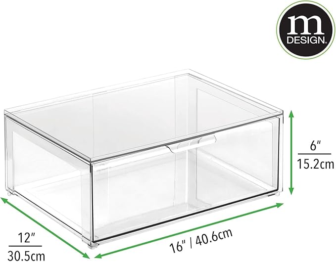 mDesign Plastic Stackable Bathroom Storage Organizer Bin Containers - Image 3