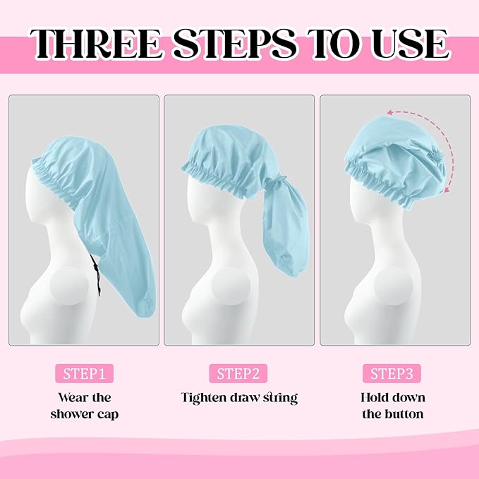 2 Pcs Large Shower Cap for Braids, Extra Long Shower Cap for Women Long Hair & - Image 4