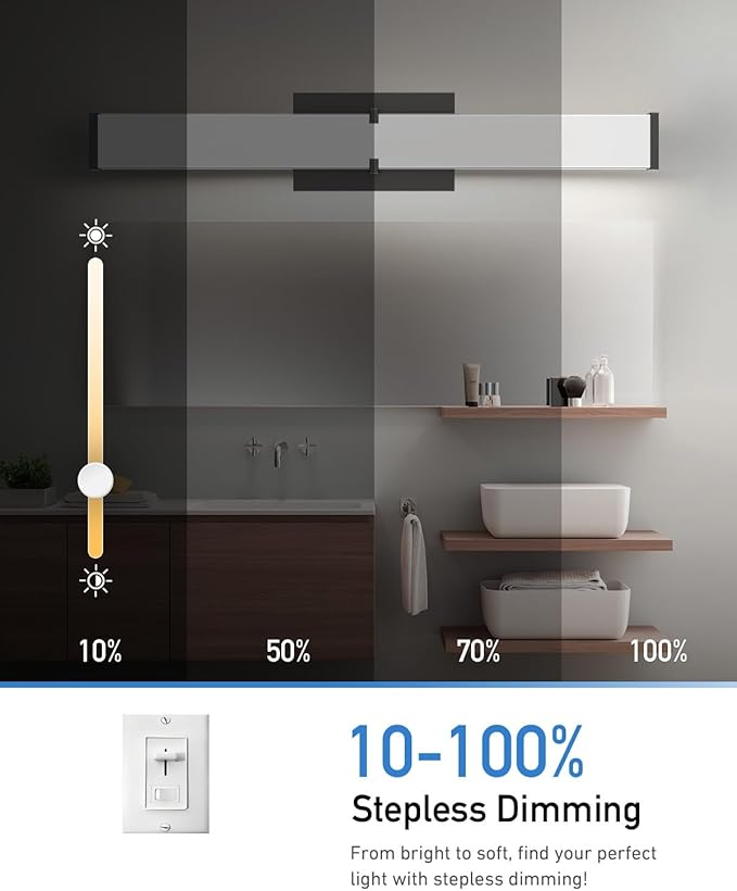 Modern Bathroom Light Fixtures Over Mirror, 32 Inch Dimmable Vanity Lights - Image 4