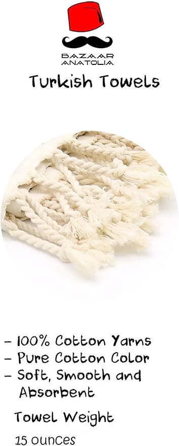 Bazaar Anatolia Turkish Beach Towel – 100% Cotton, Quick Dry, Sand Free Striped - Image 5