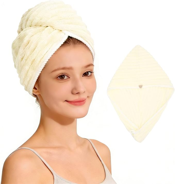 Microfiber Hair Towel Wrap for Women, Soft Lightweight Quick Dry Turban by Unknown