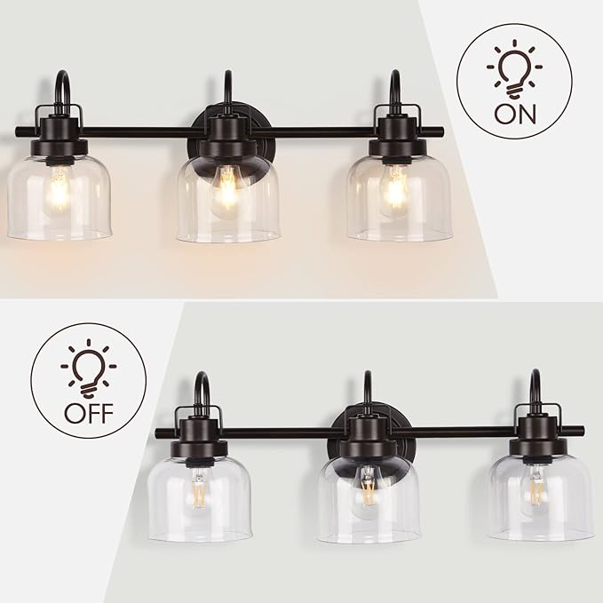 Bronze Bathroom Vanity Lights, 3-Light Vanity Light Fixtures - Image 4