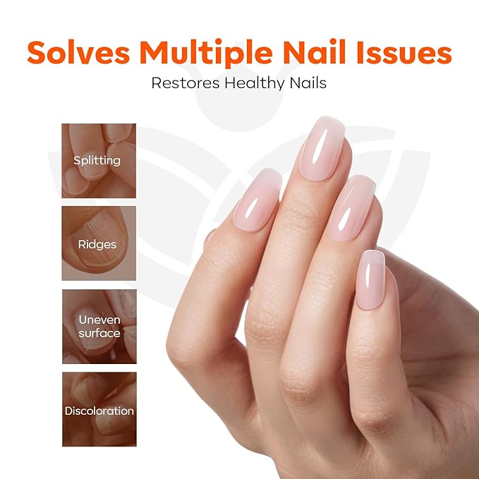 modelones Nail Strengthener Kits Milky White Glitter Pink Nude Nail Polish Sets - Image 3