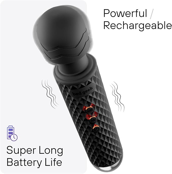 bed geek Handheld Cordless Personal Wand Massager – Waterproof, USB Rechargeable - Image 4