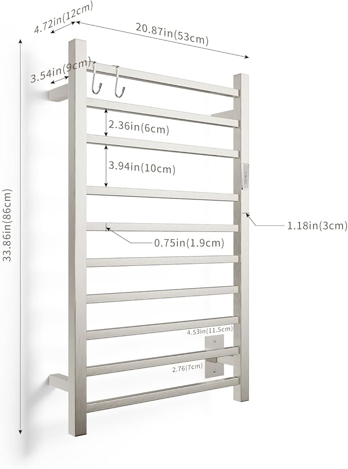 Wall Mounted Towel Warmer Square 10 Bars - Image 7