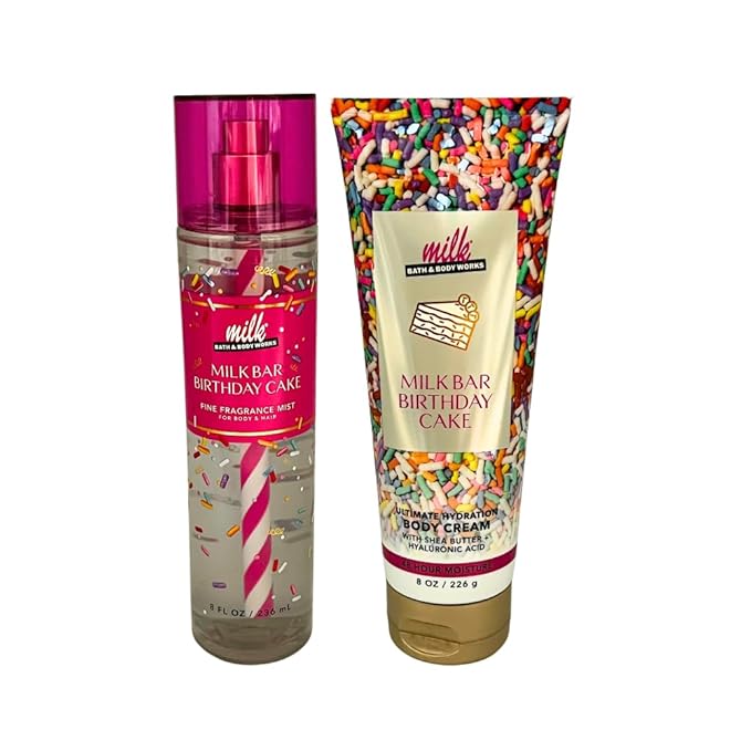 Bath & Body Works MILK BAR BIRTHDAY CAKE Fine Fragrance Mist & Body Cream 2pc - Image 5