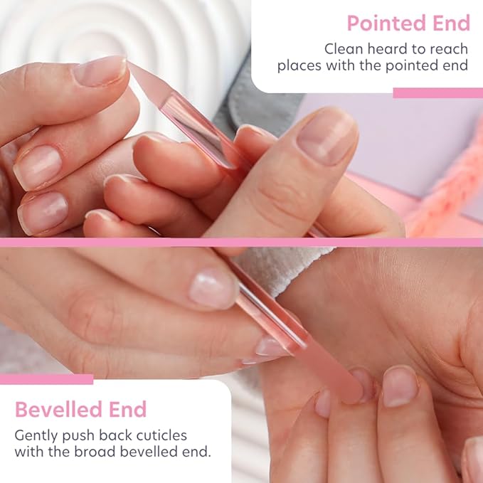 BONA FIDE BEAUTY Glass Cuticle Pusher, 1-Pieces Pink Gentle Czech Manicure Stick - Image 4