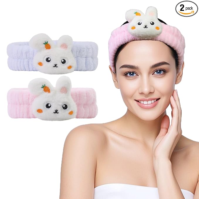Spa Headband for Washing Face, 2 Pack Cute Hair Band for Shower Yoga Beauty by FLYINGMAGE