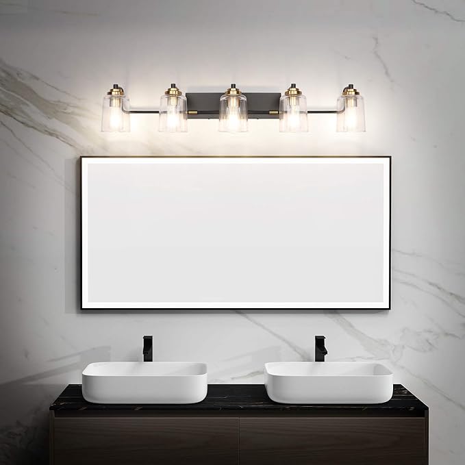 SOLFART Vintage Vanity Lights for Bathroom 5 Light Bathroom Vanity Light Black - Image 4