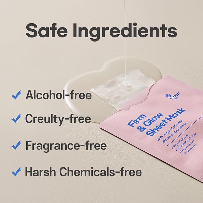 Firm & Glow Sheet Mask with Vegan Collagen Semi-Gel Sheet Biodegradable 100% - Image 5