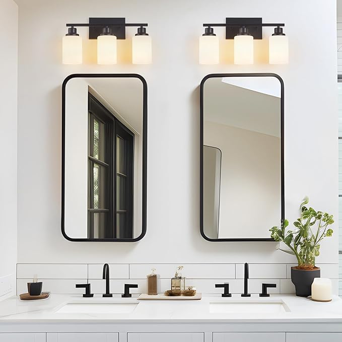 3-Light Black Bathroom Light Fixture Over Mirror, Modern Farmhouse Vanity Light - Image 9