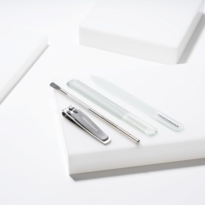 Tweezerman Glass Manicure Set Includes Nail Clipper, Cuticle Pusher, Glass Nail - Image 7