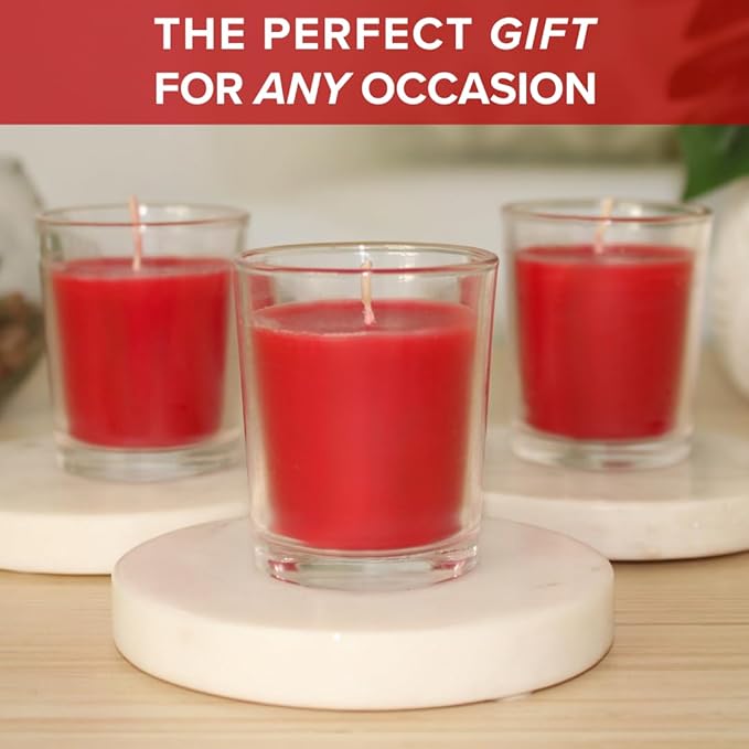 Simply Soson Apple Spiced Fall Scented Votive Candles, Bulk Set of 24 Red - Image 5