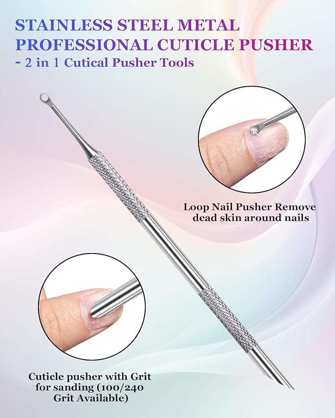 Loop Cuticle Pusher, Pre-treatment Cuticle Pusher, Stainless Steel Round - Image 3