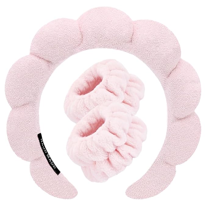 Spa Headbands for Washing Face Wristband Set Sponge Makeup Skincare Headband by Tetizo