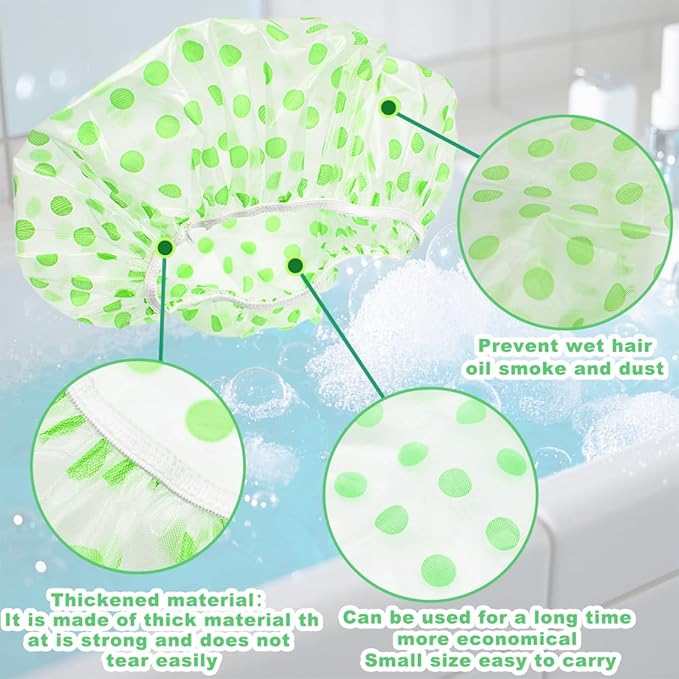 18 Pack Shower Caps for Women, Waterproof Reusable & Disposable Adjustable Bath - Image 3