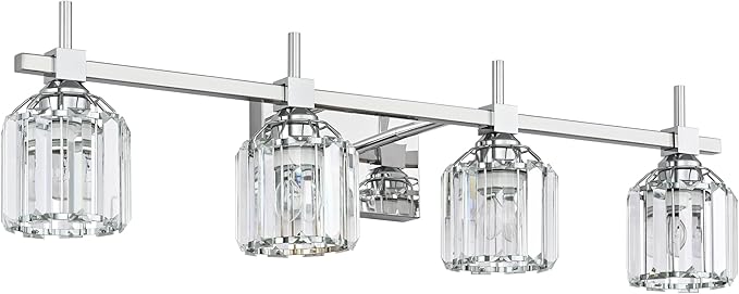 SOLFART Crystal 4 Lights Bathroom Lights Over Mirror Bathroom Lighting Fixtures by SOLFART