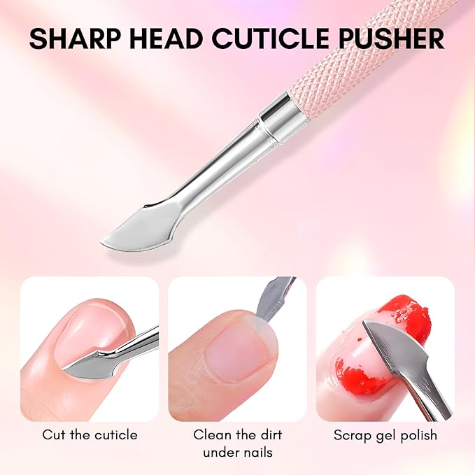 Makartt Cuticle Pusher, Professional Stainless Steel Nail Cleaner Dual Ended - Image 3