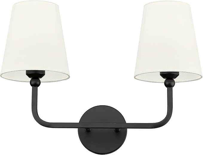 2-Light Bathroom Light Fixtures, Matte Black Vanity Lights, Double Wall Sconce by Metwet