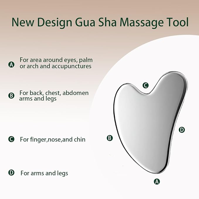 2Pcs gua sha facial tools stainless steel guasha set - Image 4