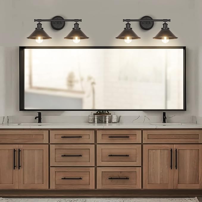Licperron Black 2-Light Vanity Wall Sconce Lighting, Farmhouse Bathroom Wall - Image 6