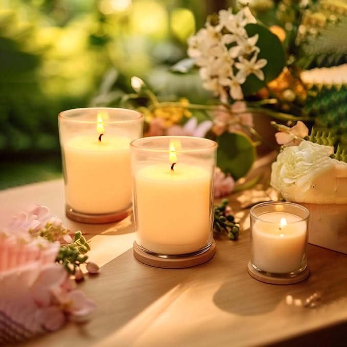 Set of 20 White Votive Candles Clear Glass Filled Unscented Soy Wax Candle - Image 2