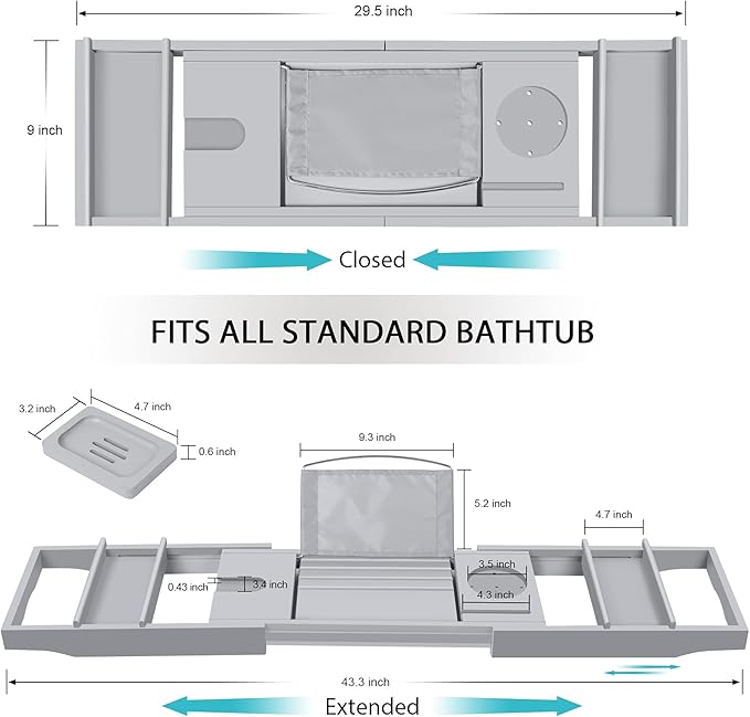 Bamboo Bathtub Caddy Tray - Image 6