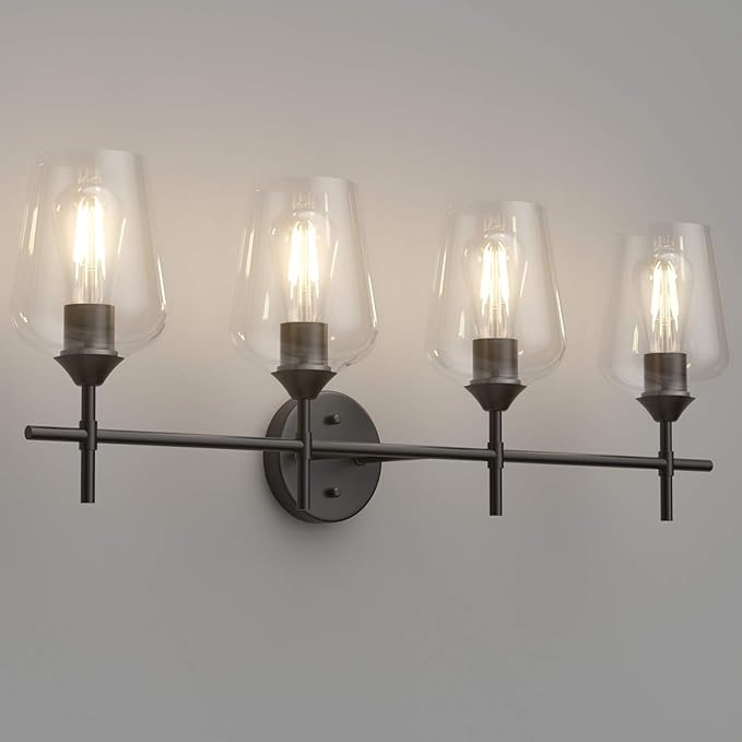 Ralbay Vintage Bathroom Vanity Lighting Fixtures 4-Lights Industrial Matte - Image 3