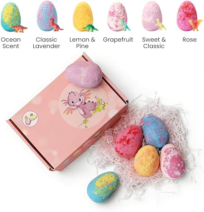 Bath Bombs with Surprise Inside, 6/12 Pack Fizzy Bubble Bath Gift Set, Dinosaur - Image 5