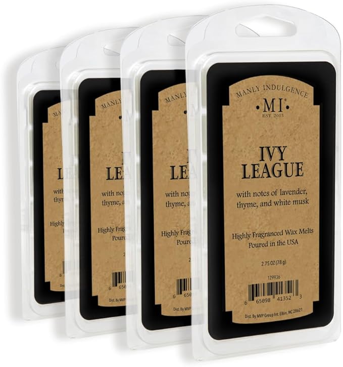 Manly Indulgence Ivy League Scented Wax Melts, Wax Melt Warmer Cubes, Long by ManlyIndulgence