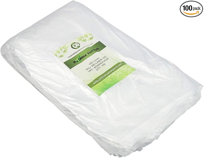 100 Disposable Lightweight Non-Toxic Plastic Foot Liners by My+Detox+Foot+Bath