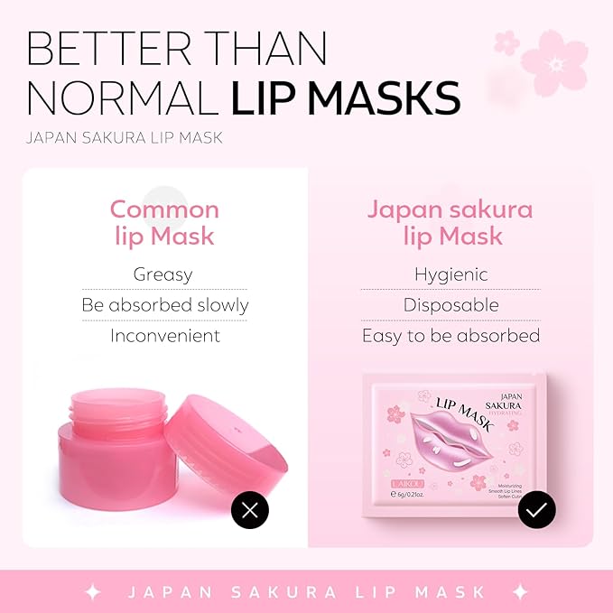 AKARY Sakura 5 Pieces Hydrating Lip Mask, Lip Sleep Mask Collagen Crystal Lip - Image 9