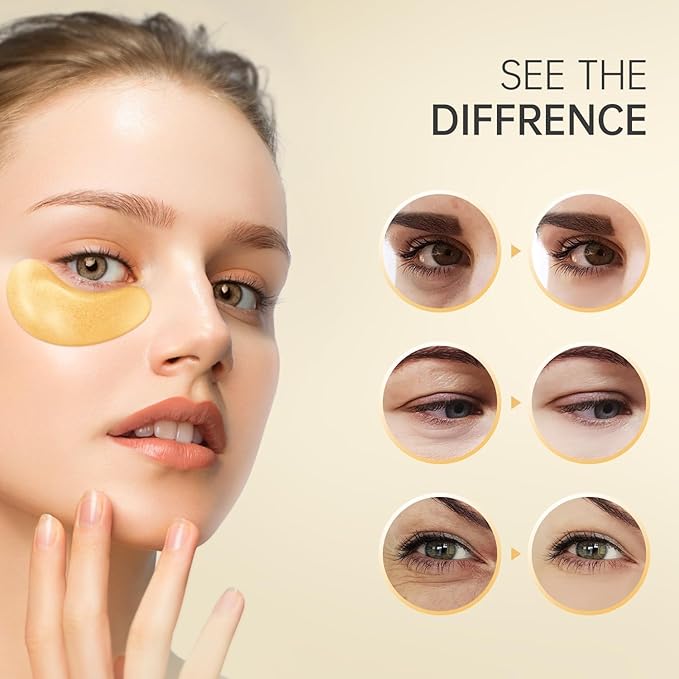 REDANHA 24 Pairs 24K Gold Under Eye Patches Face Masks Dark Circles Puffy Eye - Image 4