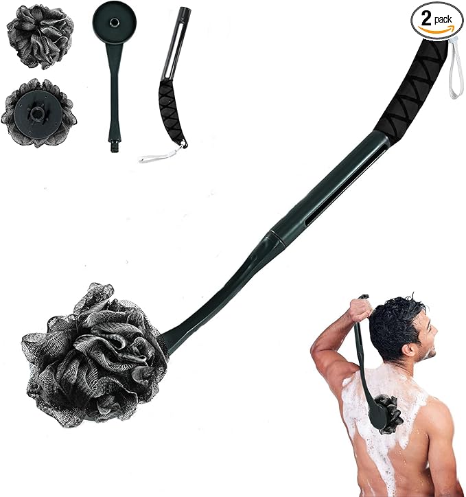 Loofah with Handle, 20.5'' Replaceable Shower Loofah to Improve Skin Health by UHIAGREE