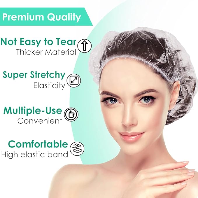 Keeygo Disposable Shower Caps 30 PCS Bath Caps Clear Waterproof Plastic Wraps - Image 3