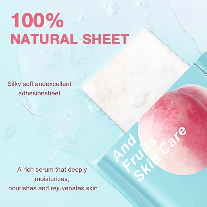 Kaely 12 Pack Peach Face Masks for Kids, Kids Face Mask Spa Day Kit Supplies - Image 3
