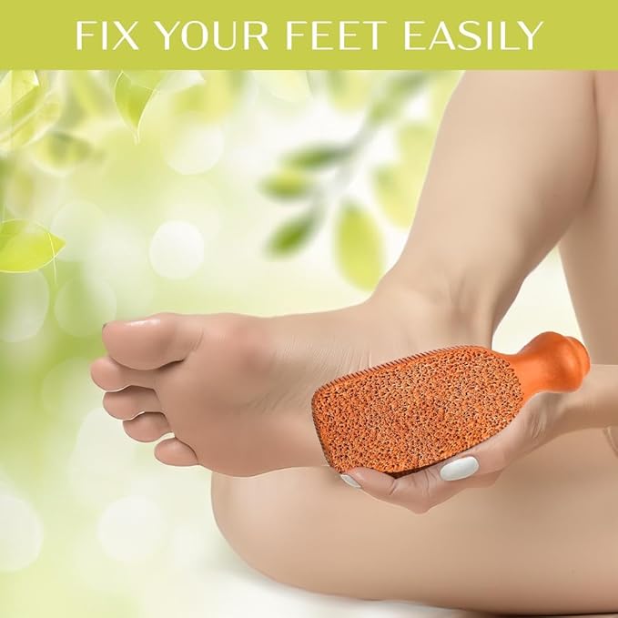 QUBA LINEN Pumice Stone for Feet – 2-Sided Terra Cotta Foot Scrubber, Natural - Image 5