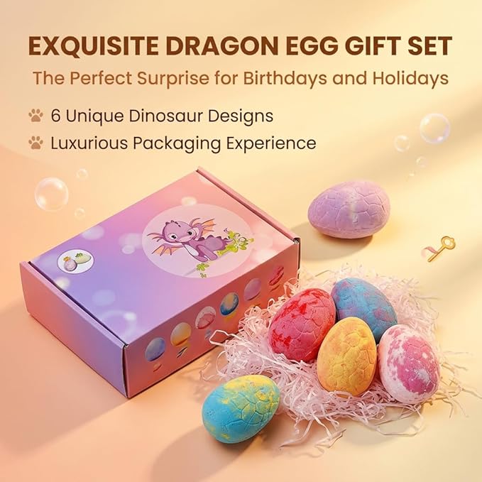 Bath Bombs with Surprise Inside, 6/12 Pack Fizzy Bubble Bath Gift Set, Dinosaur - Image 2