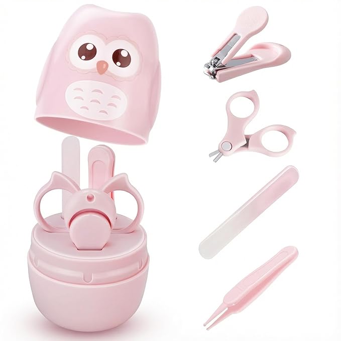 Baby Nail Kit with Cute Owl Case – Newborn Manicure & Pedicure Set with Nail by PIXFAIRY