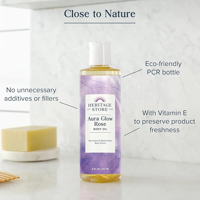 HERITAGE STORE Aura Glow Rose Body Oil, Luxurious Body Moisturizer - Image 4