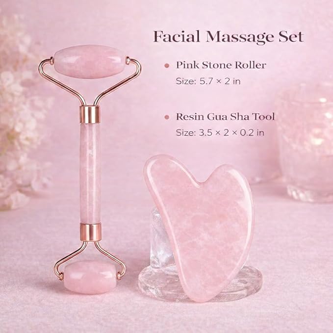 Natural Resin Jade Roller & Gua Sha Set - Image 2