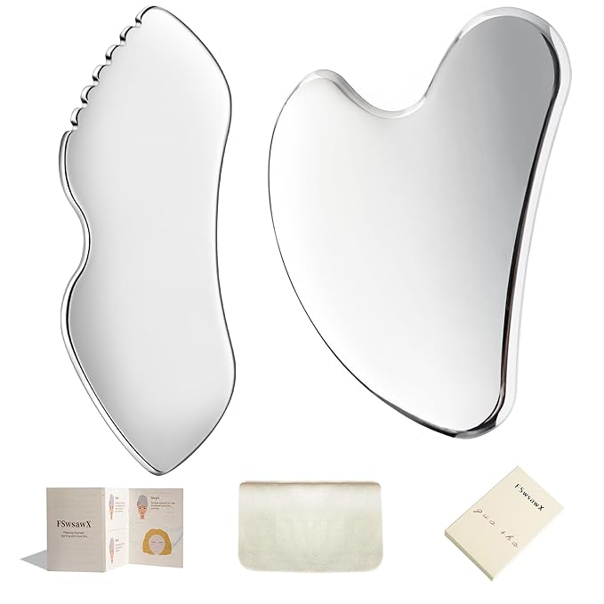 Stainless Steel Gua Sha Facial Tools, Face Comb & Massager Metal Gua sha Tool by FSwsawX