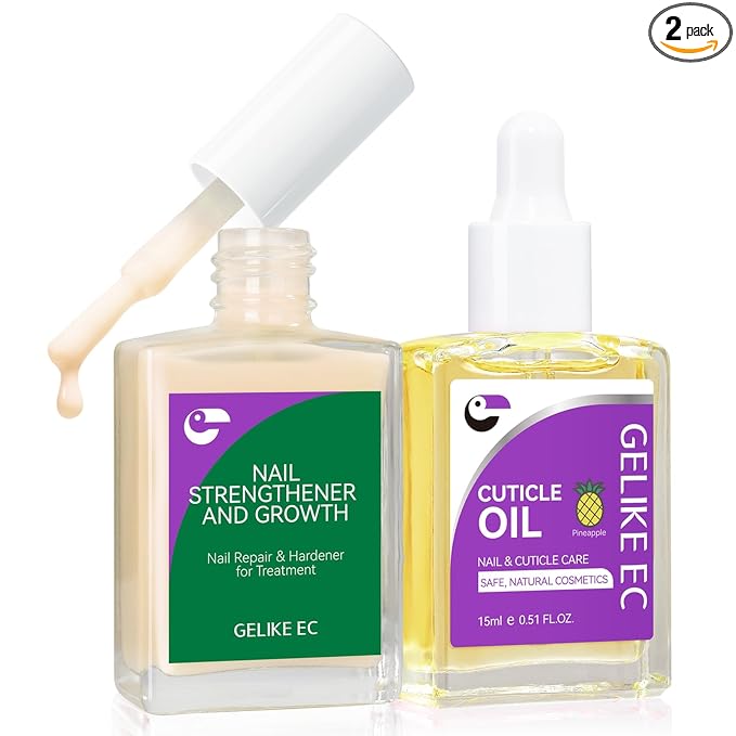 Gelike EC 2-in-1 Nail Rescue Kit: Apricot Nail Nail Growth Treatment & by gelikeec