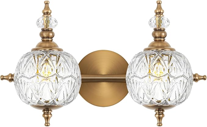 Brushed Antique Brass Bathroom Vanity Light Fixture Vintage Style by Ditoon