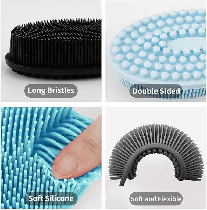 3 Pack Silicone Body Scrubber, Soft Silicone Loofah Silicone Body Brush - Image 2