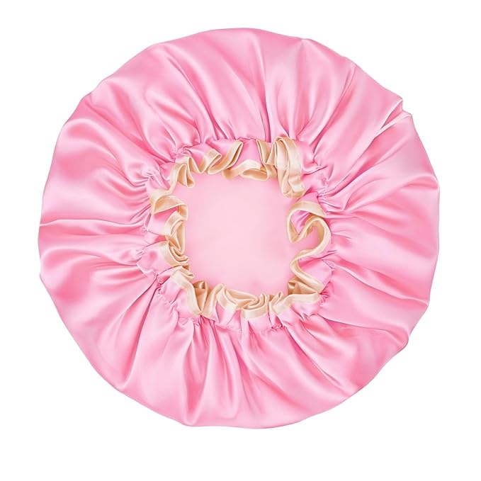 Waterproof Shower Caps for Women, Solid Color Dual-Layer Elastic Band Design - Image 2
