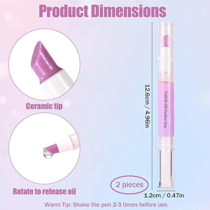3pcs 3 in 1 Cuticle Oil Pen, Cuticle Pusher & Oil Pen - Image 2