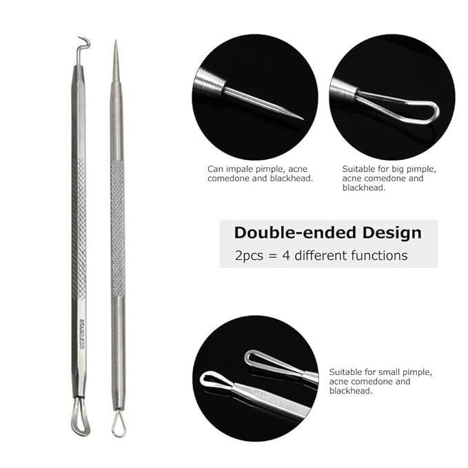 Pinkiou Blackhead Remover Comedone Pimple Popper Tool Acne Extractor Blemish - Image 3