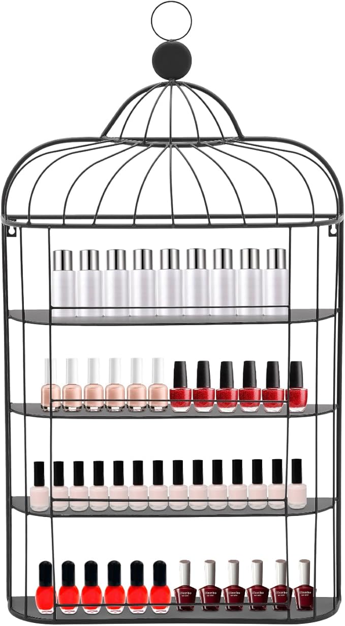 Nail Polish Organizer Wall Mounted, 4-Tier Nail Polish Storage Rack, Metal Nail by Milzeone